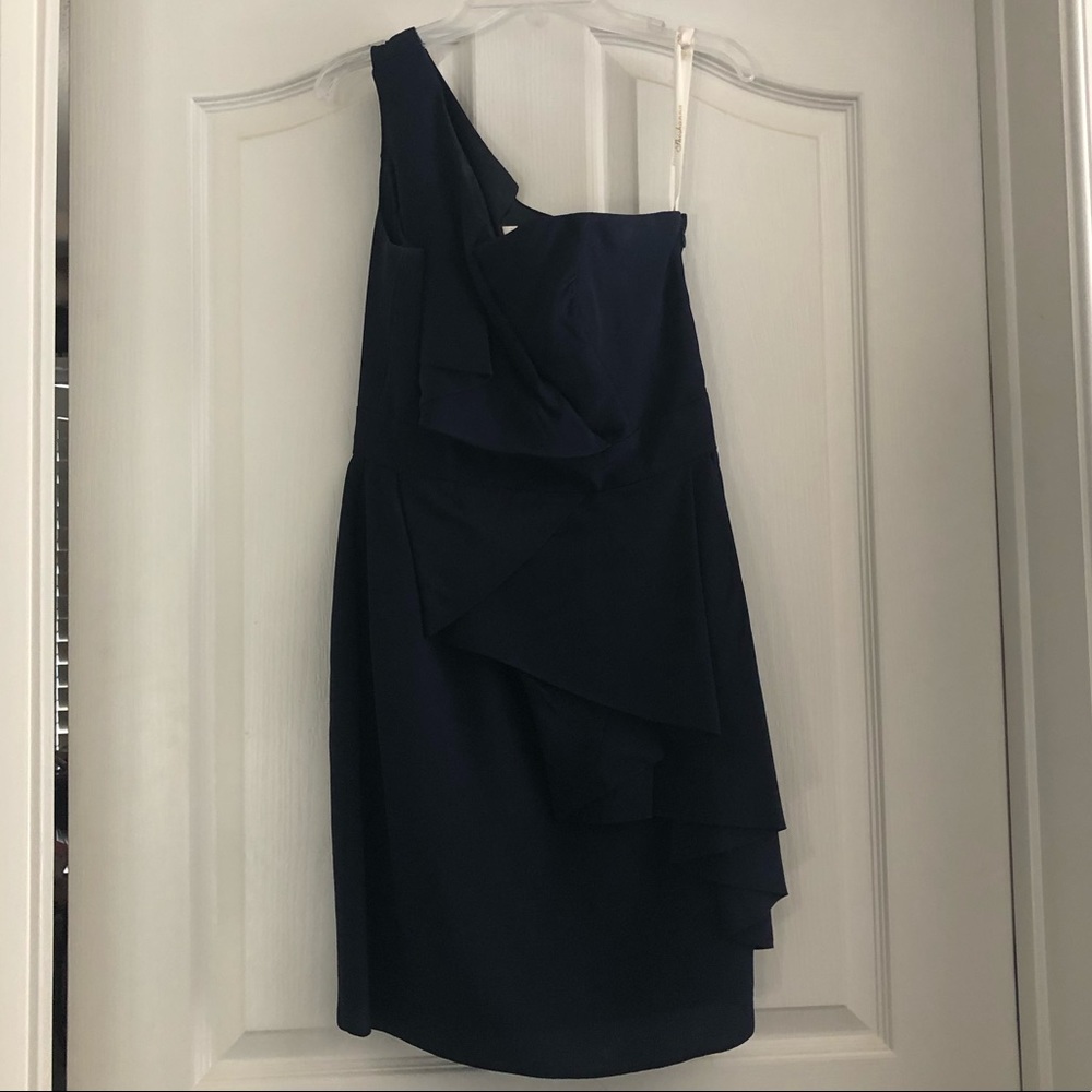 Shoshanna Navy One shoulder Dress